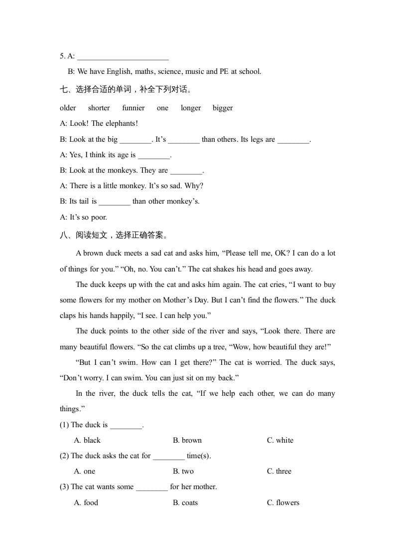 图片[3]-六年级英语上册Unit2_单元测试卷（人教版一起点）-学习资料站