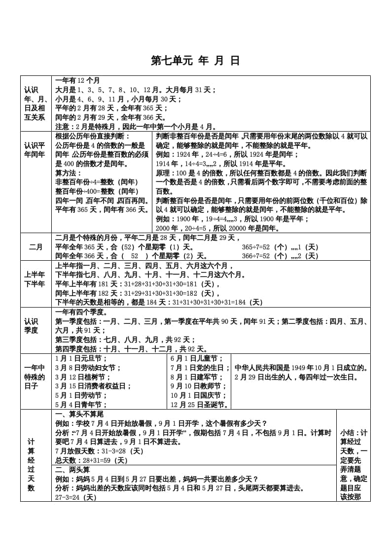 三年级数学上册第七单元年月日（北师大版）-学习资料站