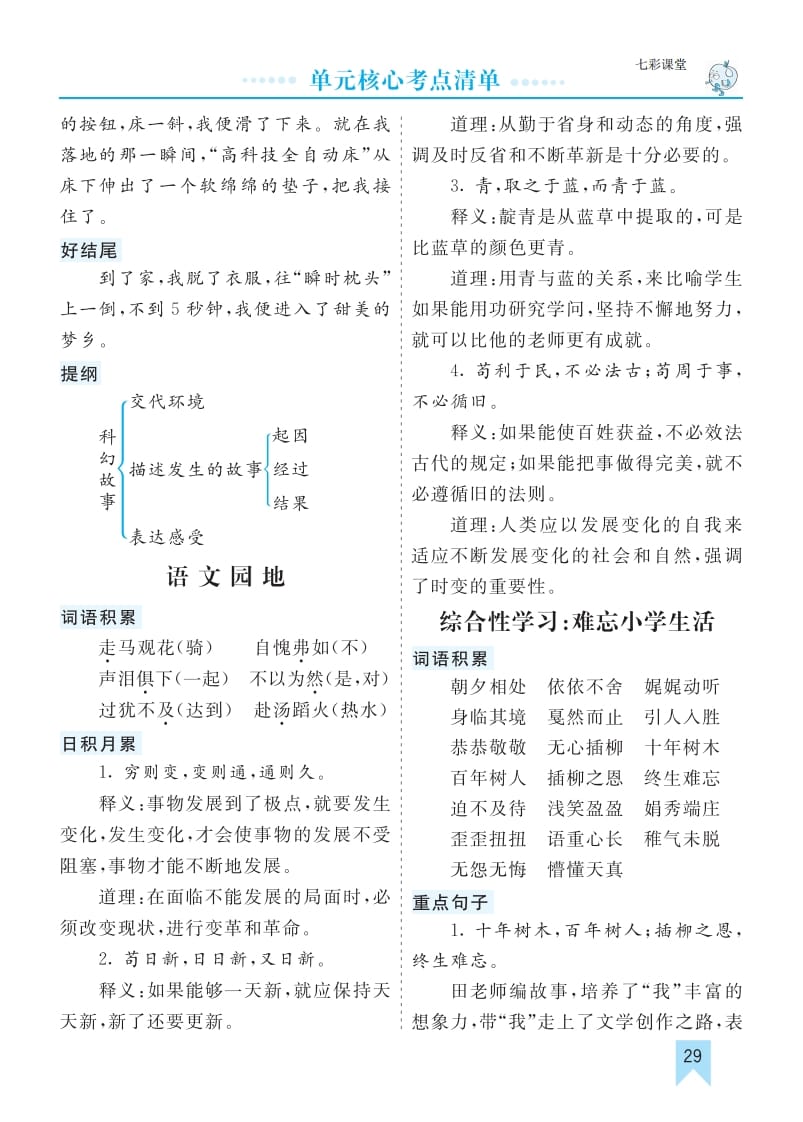六年级语文下册第六单元核心考点清单-学习资料站