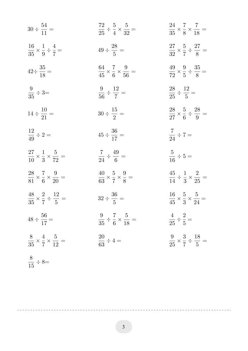图片[3]-六年级数学上册▲口算题（分数除法）连打版（人教版）-学习资料站