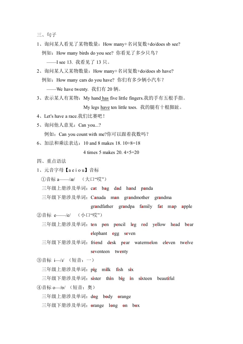 图片[2]-三年级英语下册人教版PEPUnit6Howmany必备复习宝典（知识点总结+巩固练习+答案）-学习资料站