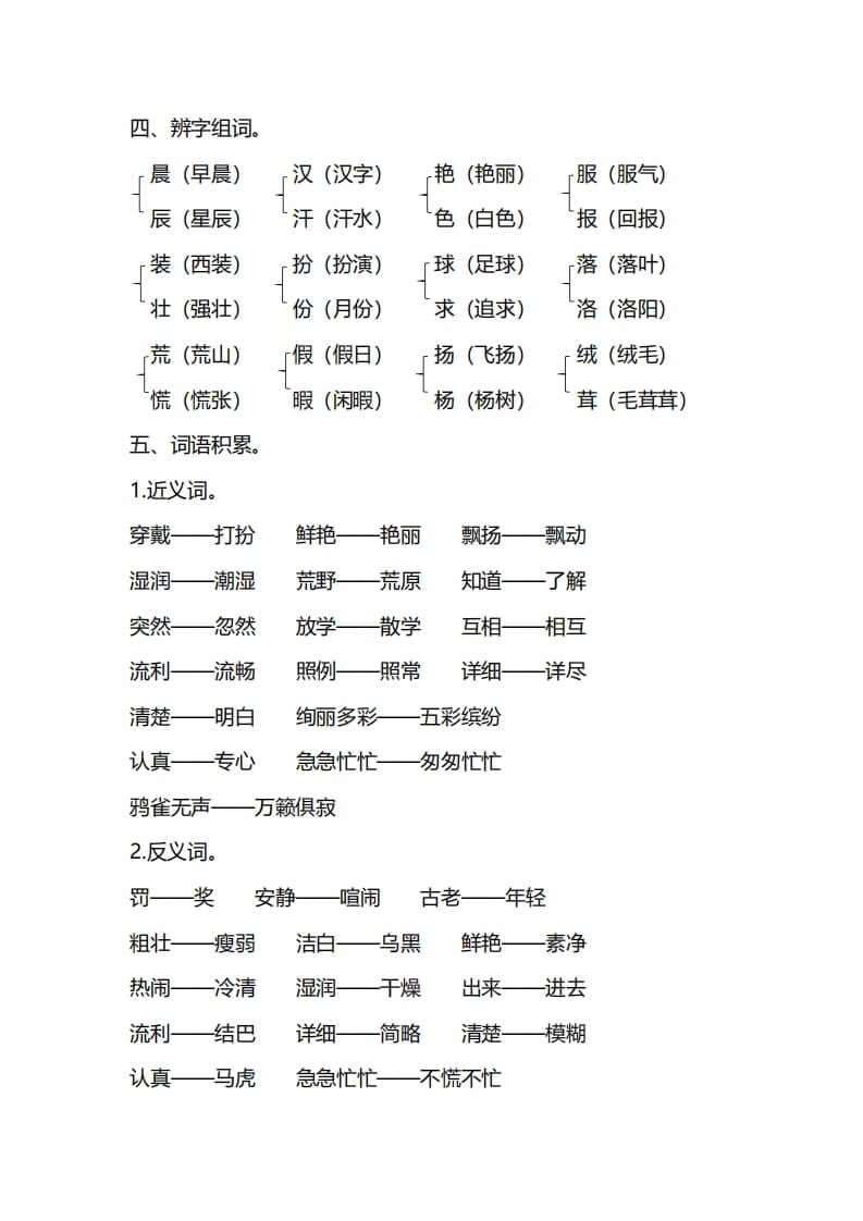 图片[3]-三年级语文上册第一单元知识要点归纳（部编版）-学习资料站
