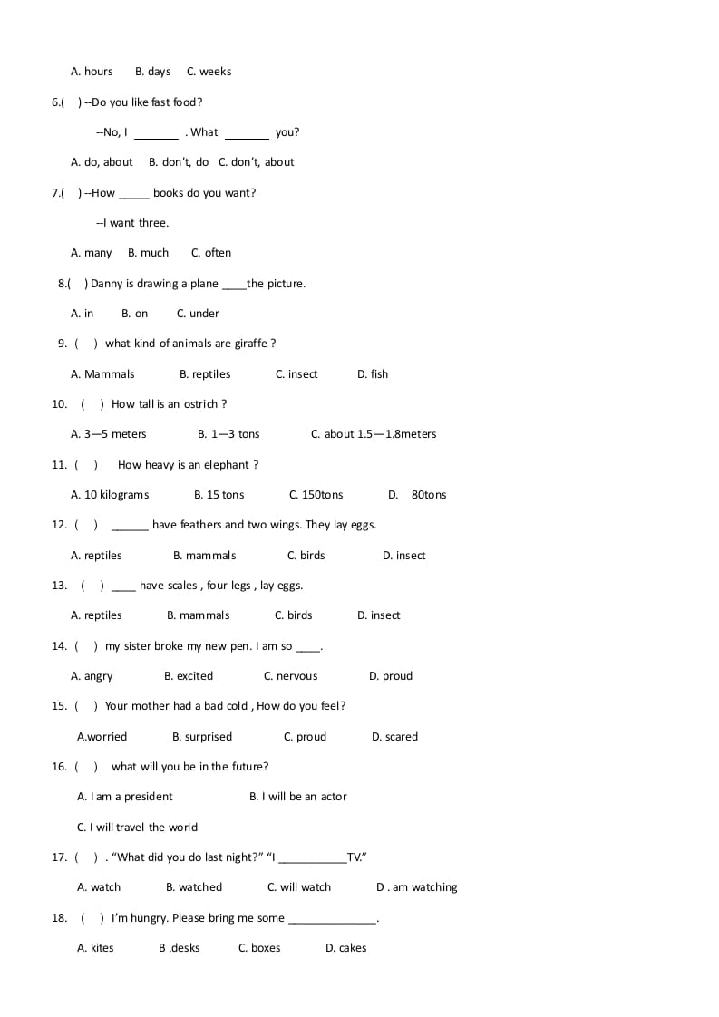 图片[2]-六年级英语上册期末试卷3（人教版一起点）-学习资料站