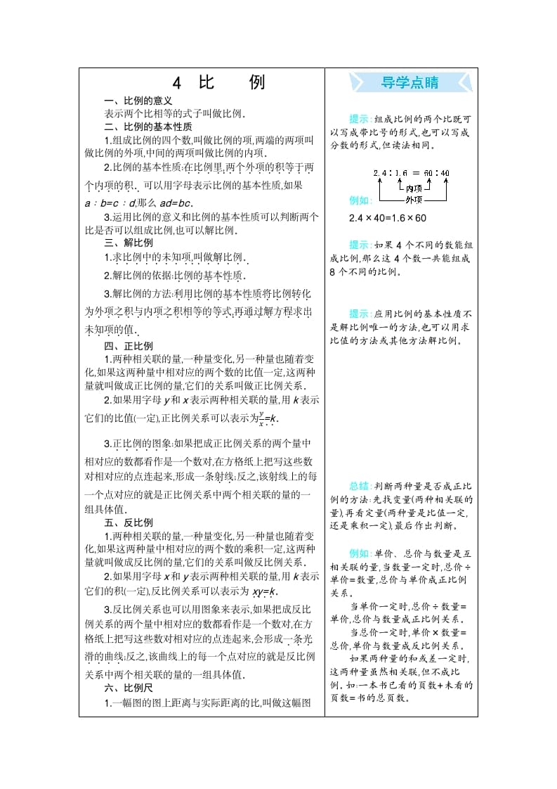六年级数学下册4比例-学习资料站