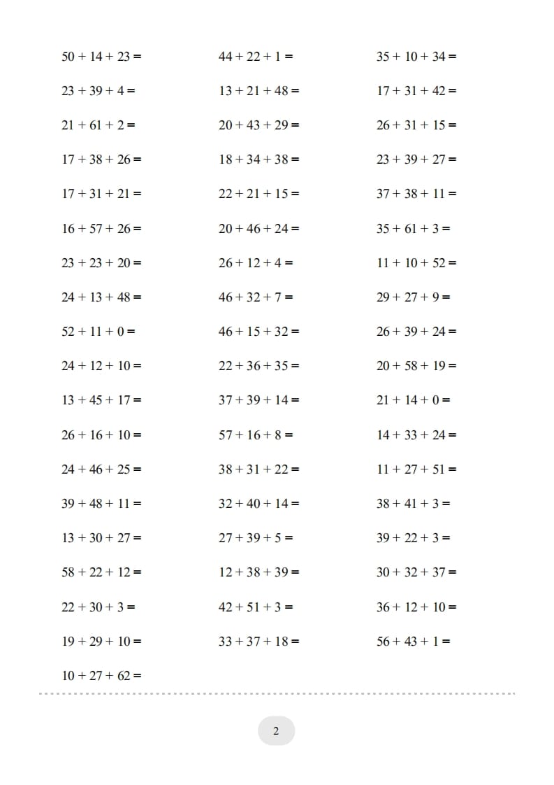 图片[2]-二年级数学上册口算题(连加)1000题（人教版）-学习资料站