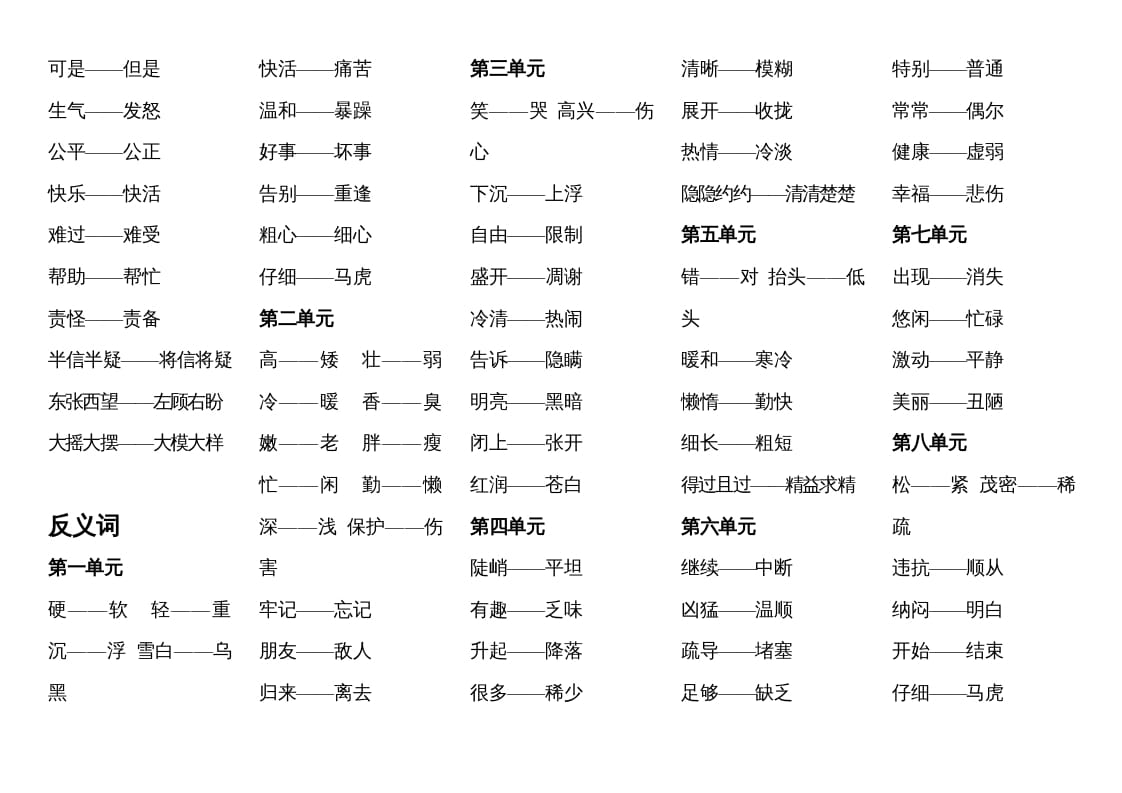 图片[2]-二年级语文上册近反义词汇总（部编）-学习资料站