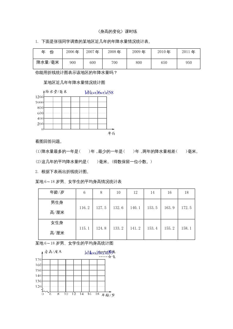 六年级数学上册5.4身高的变化（北师大版）-学习资料站