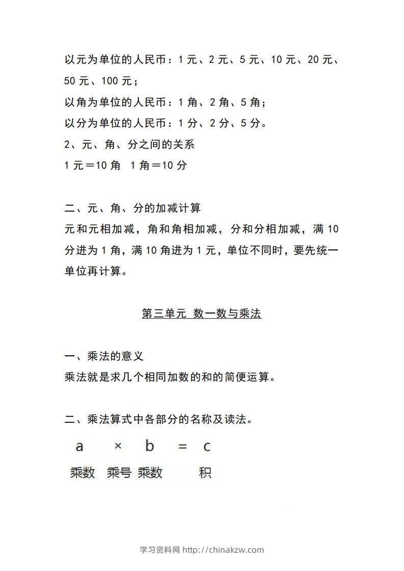 图片[2]-二上北师大数学知识点重点汇总-学习资料站