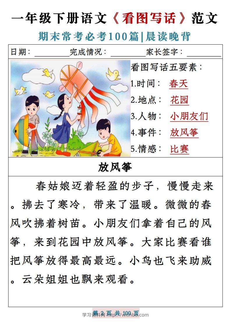 图片[2]-一年级下册语文《看图写话》范文期末常考必考100篇-学习资料站