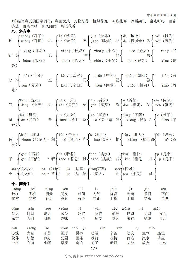 图片[3]-一年级语文下册复习资料(全面、经典)-学习资料站