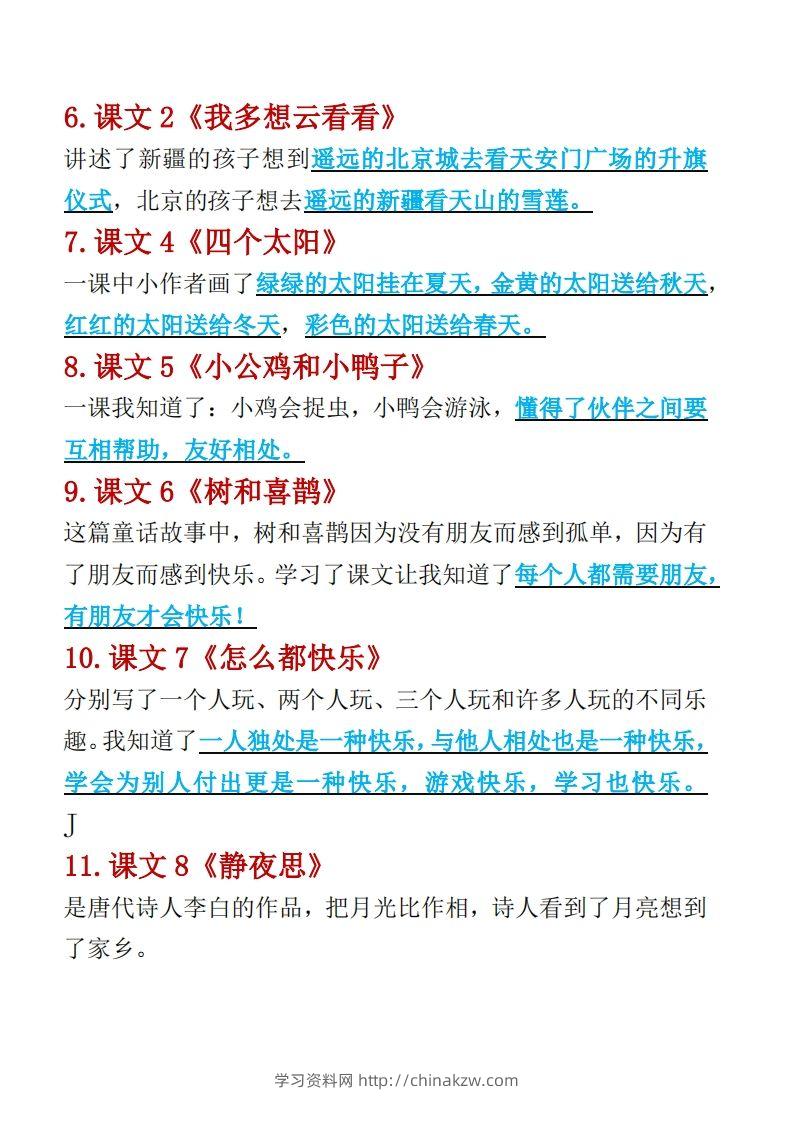 图片[2]-一年级下册语文重点考点汇总（复习必备）-学习资料站