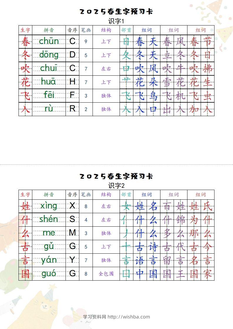 25一下语文【预习卡】-学习资料站