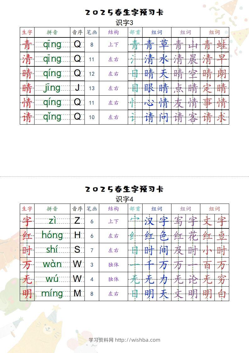图片[2]-25一下语文【预习卡】-学习资料站