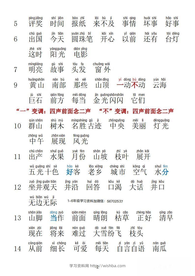 图片[2]-二年级语文上册词语表拼音版1-学习资料站
