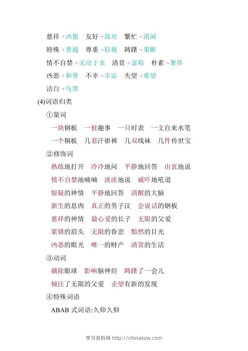 图片[3]-五年级语文下册03.第四单元知识小结（部编版）-学习资料站