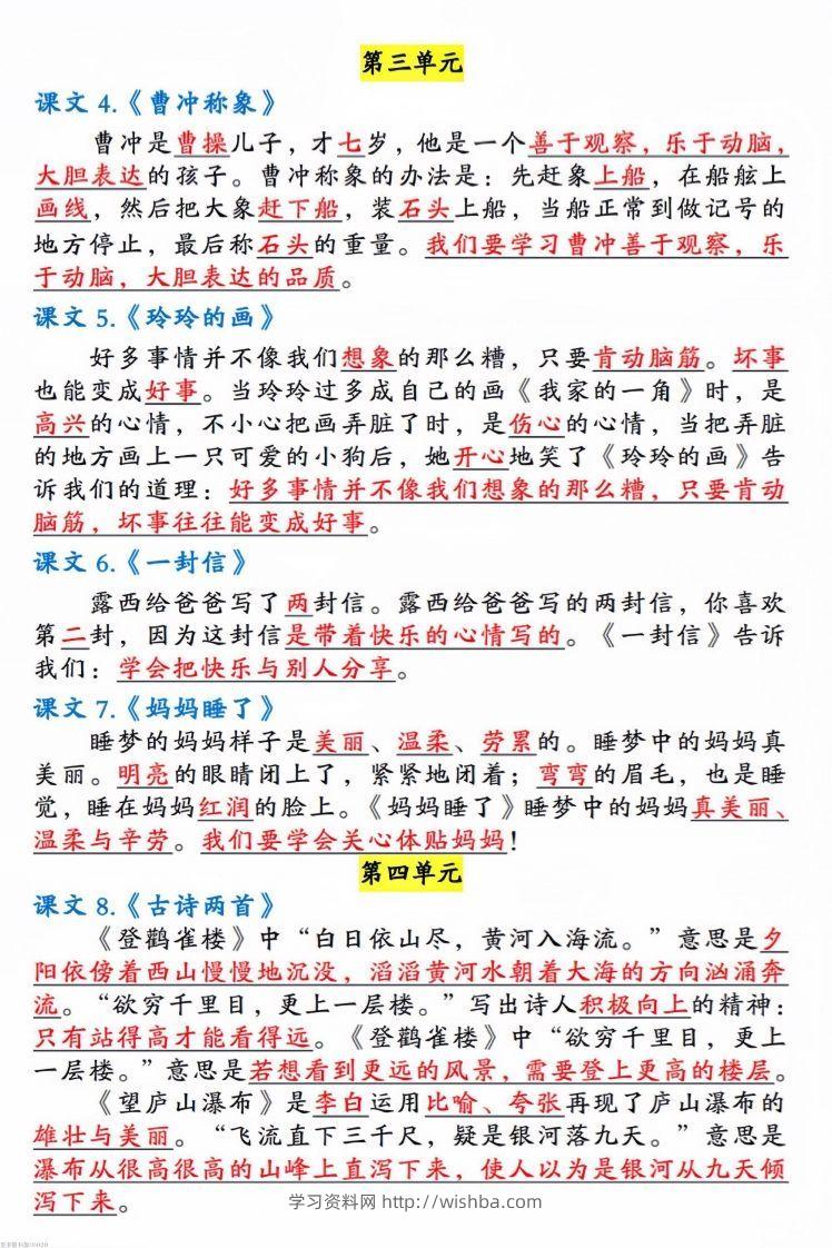 图片[2]-二年级语文上册中心思想汇总(1)-学习资料站