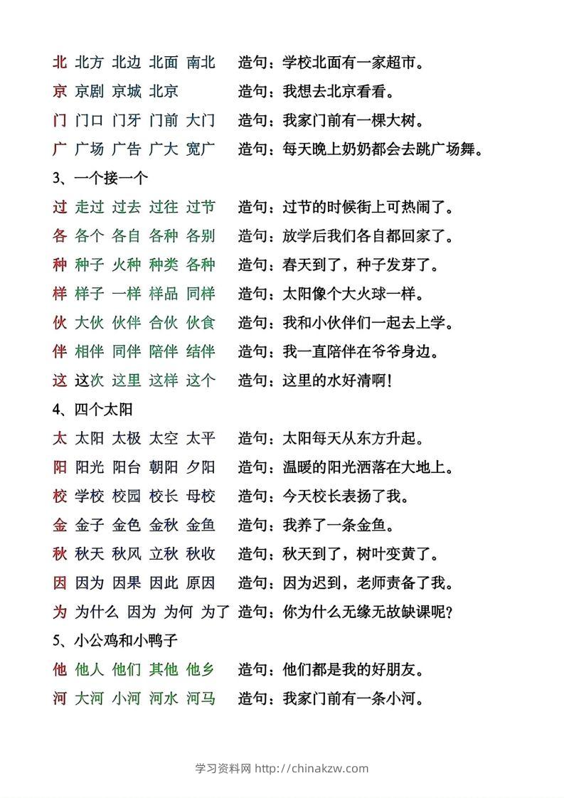 图片[3]-一年级下册生字组词造句-学习资料站
