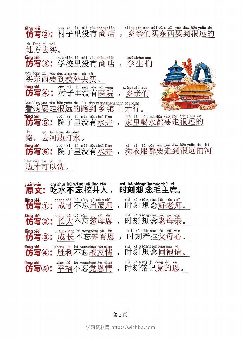 图片[2]-【25年一下语文必考仿写句子（全册课内句子仿写）20页-学习资料站