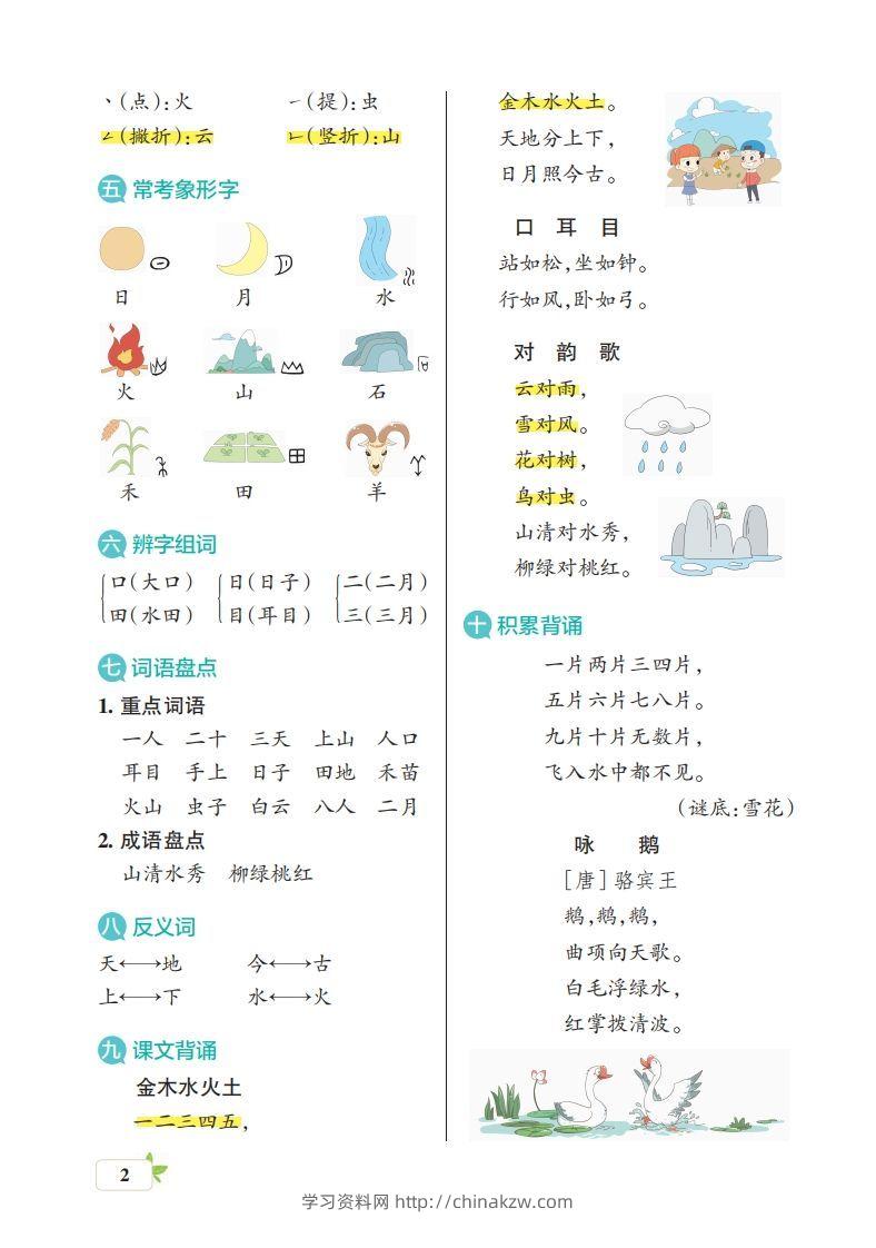 图片[2]-一上语文（核心考点梳理）-学习资料站