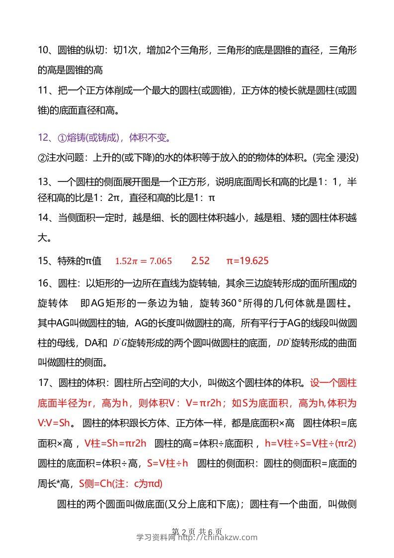 图片[2]-六年级下册数学重难点《圆柱与圆锥》-学习资料站