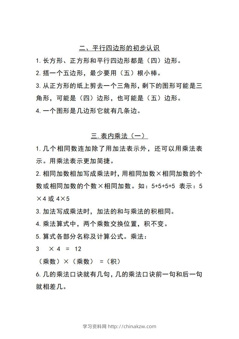 图片[2]-二上苏教数学知识点重点汇总-学习资料站