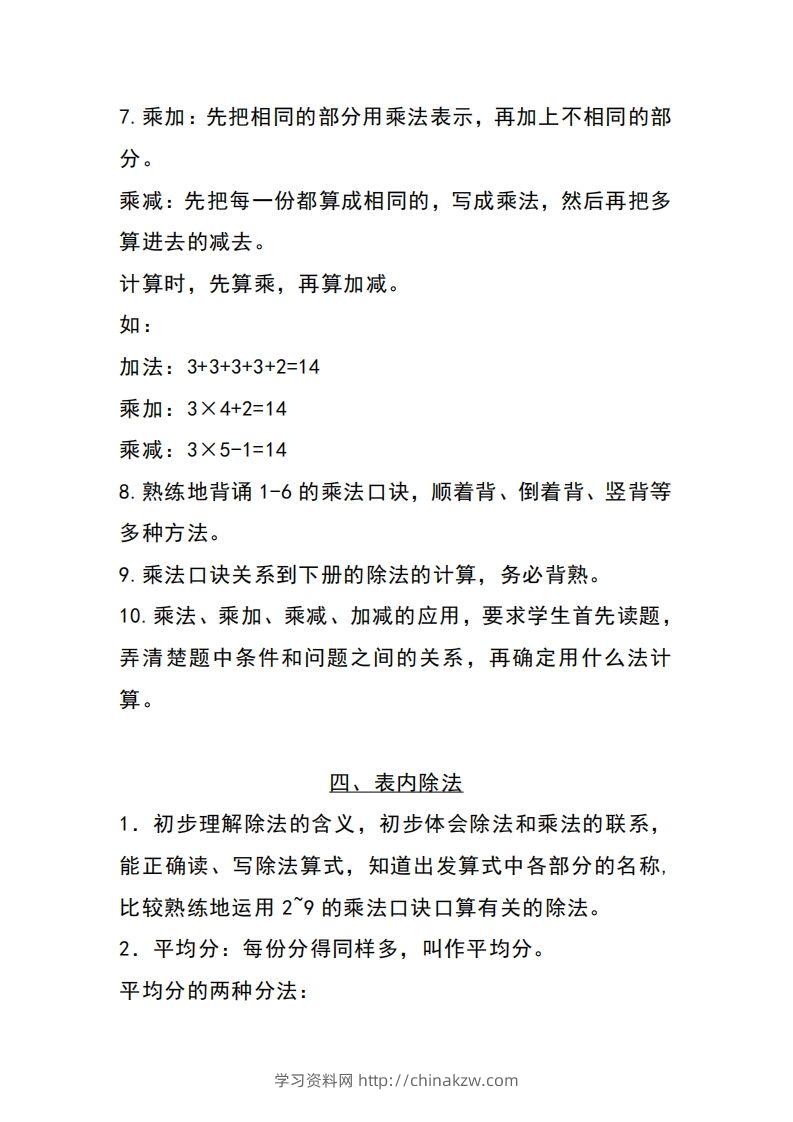 图片[3]-二上苏教数学知识点重点汇总-学习资料站