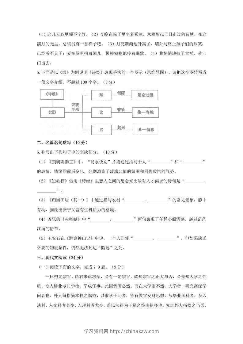 图片[2]-2020-2021年河南省洛阳市高一语文上学期期末试卷及答案(Word版)-学习资料站