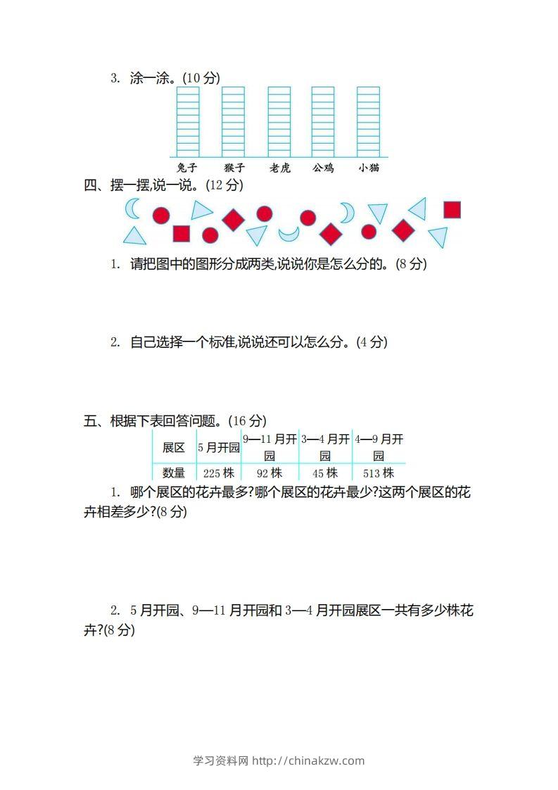 图片[2]-二（下）青岛版数学第九单元检测卷.2（54制）-学习资料站
