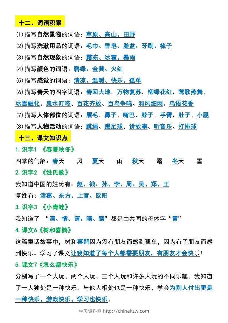 图片[3]-一年级下册语文期末复习考点总结-学习资料站