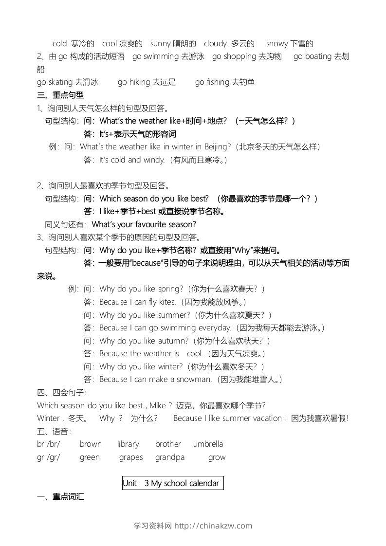 图片[3]-五年级英语下册单元知识点（人教PEP版）-学习资料站