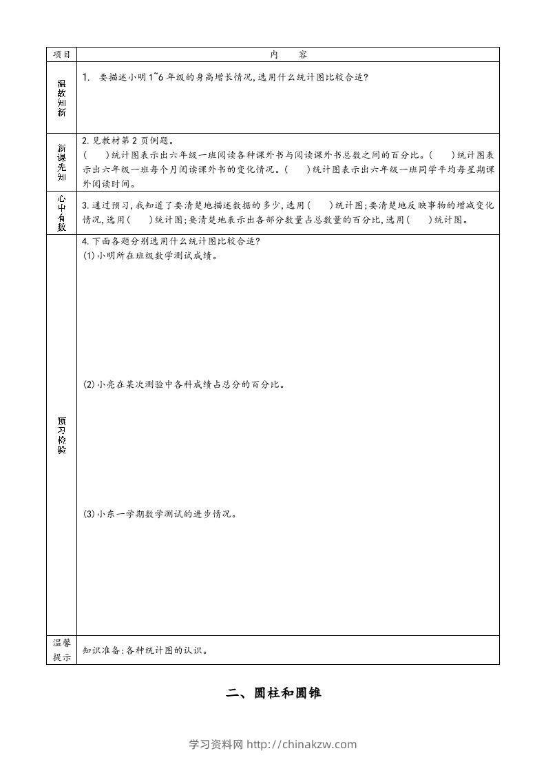 图片[2]-六年级数学下册预习单（苏教版）-学习资料站