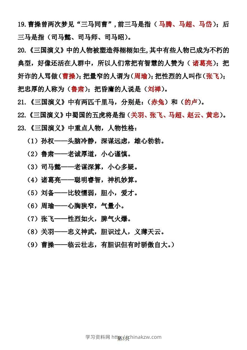 图片[3]-四大名著知识点汇总之《三国演义》-学习资料站