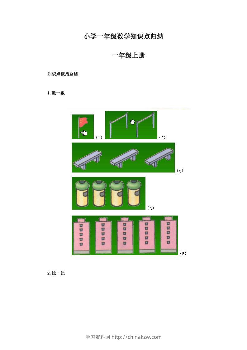 【数学】小学一年级上册数学知识点归纳-学习资料站