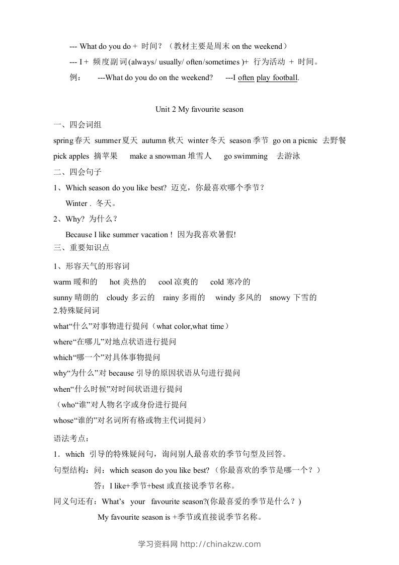 图片[2]-五年级英语下册素材-复习总资料｜（人教PEP版）-学习资料站