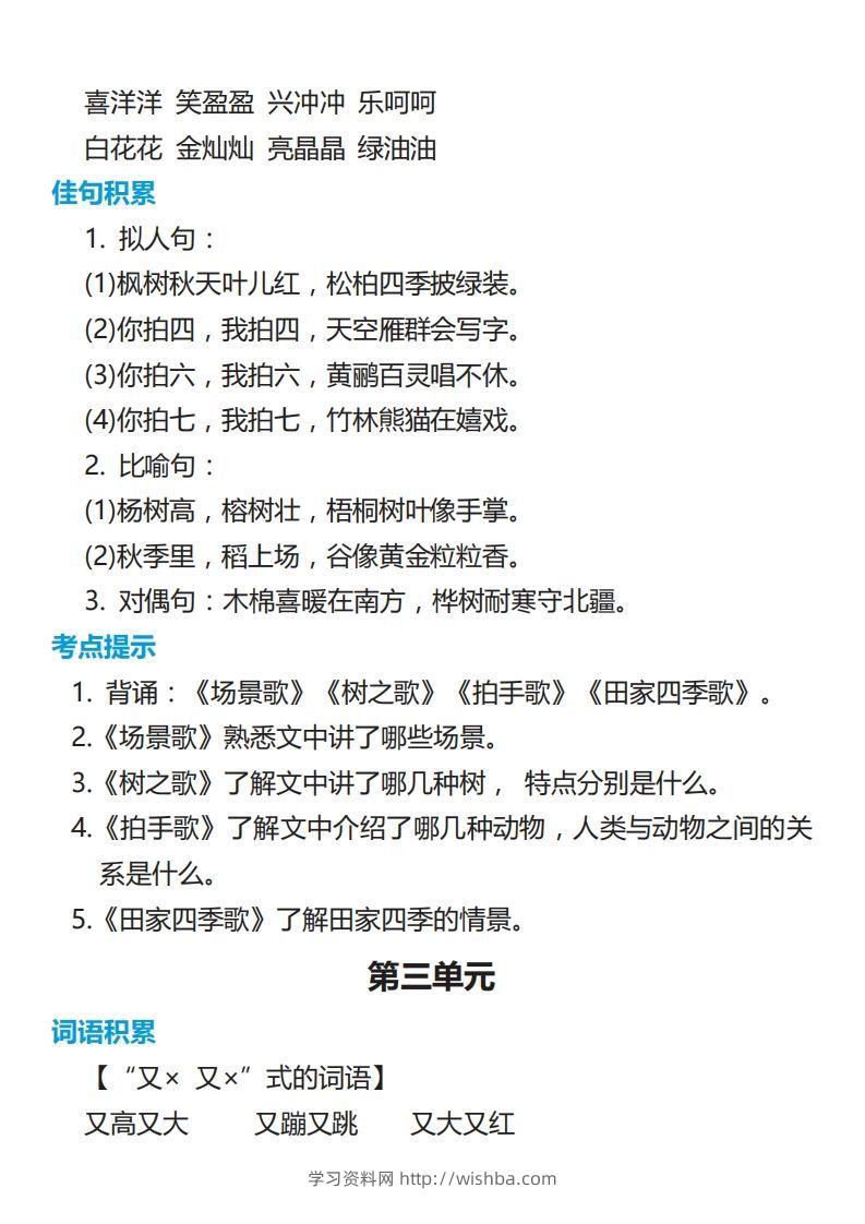 图片[2]-二年级语文上册词语佳句考点积累-学习资料站