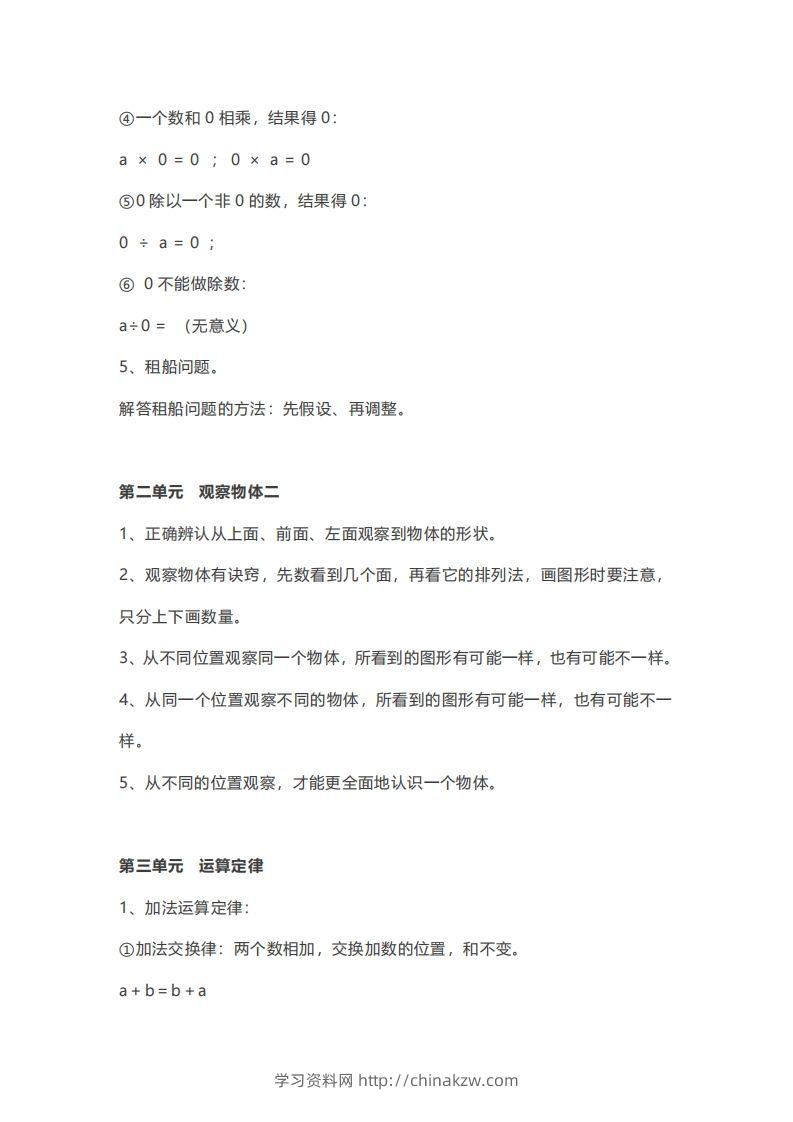 图片[3]-数学四年级下册必背知识点汇总-学习资料站
