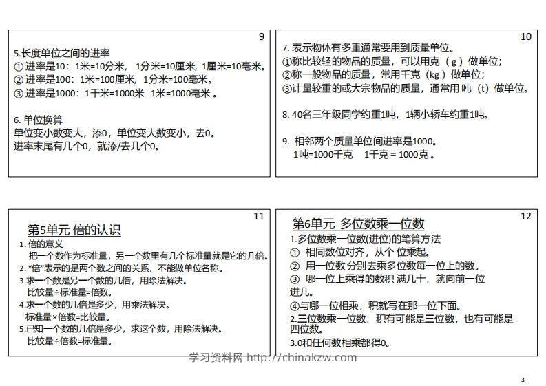 图片[3]-【人教三年级】数学上册必背笔记-学习资料站
