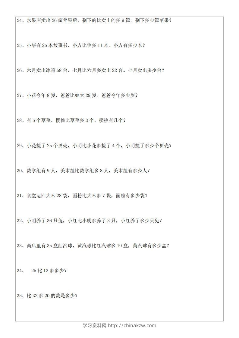 图片[3]-1年级数学应用题大全(含答案).doc-学习资料站
