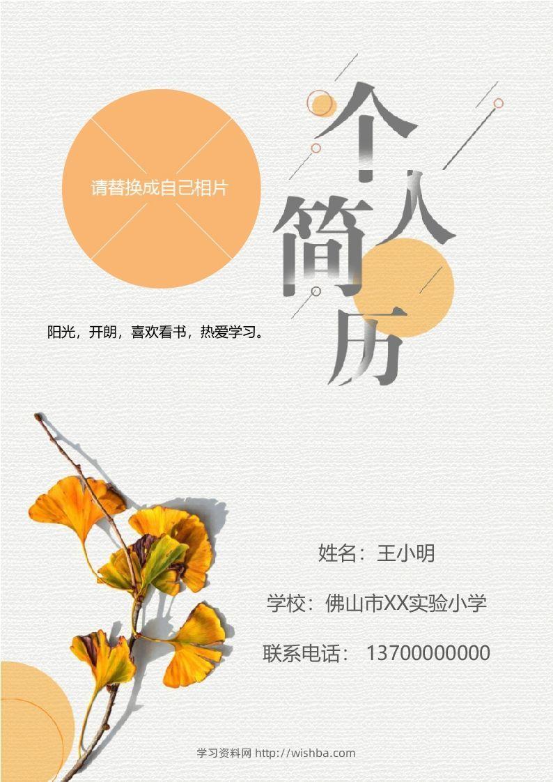 多页-小升初简历90-学习资料站