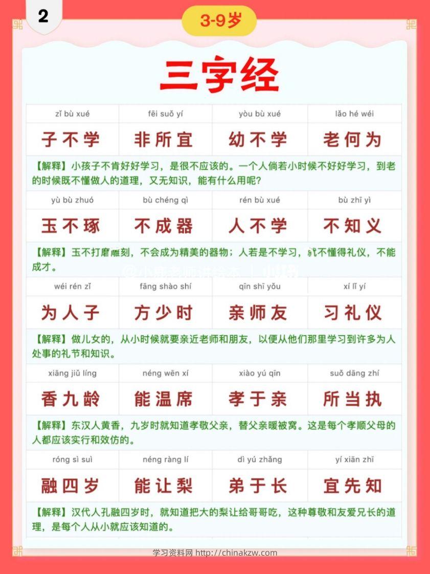图片[2]-三字经｜彩色拼音＋注释版-学习资料站