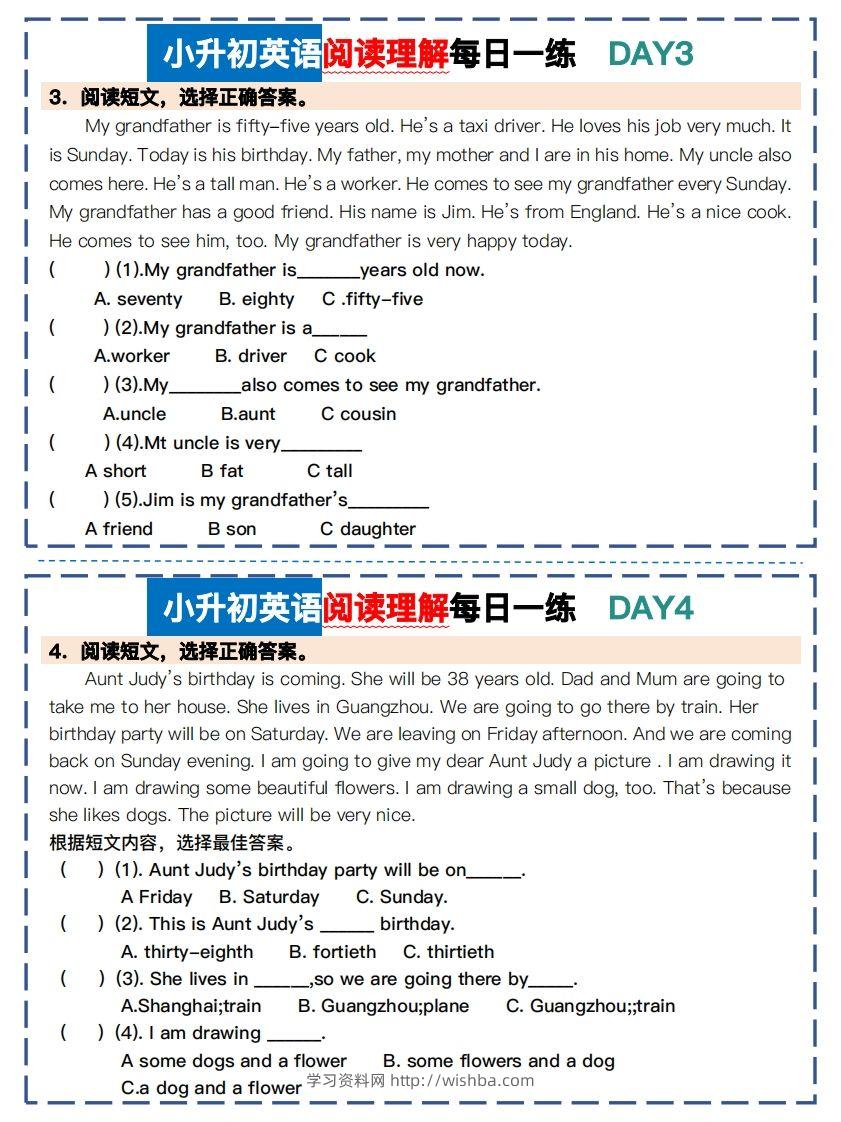 图片[2]-小升初英语阅读理解每日一练-学习资料站