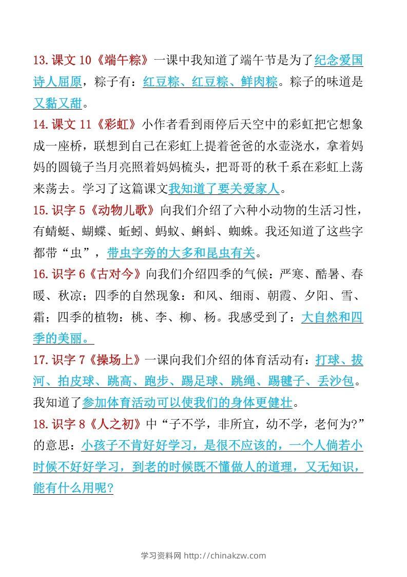 图片[3]-一年级语文下册知识点归纳期末总复习知识-学习资料站