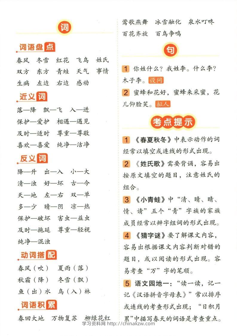 图片[2]-❤一年级下册语文单元总结-学习资料站