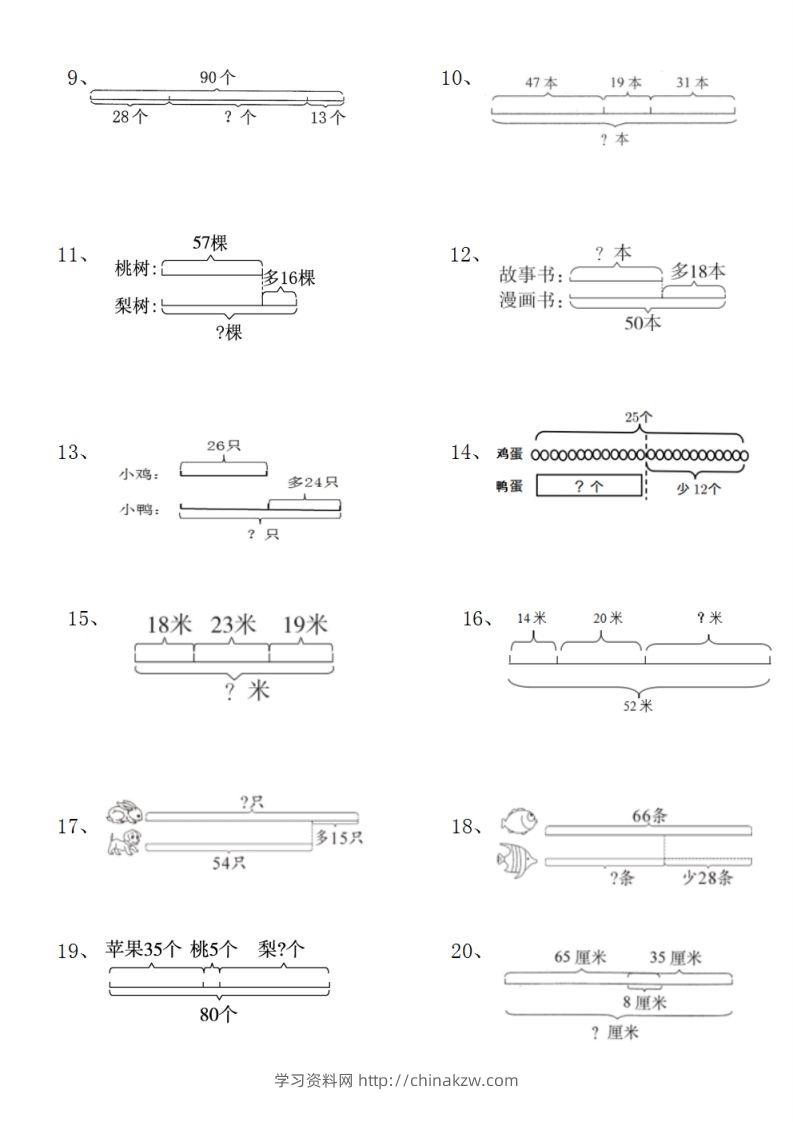 图片[2]-二上数学典型线段图列式计算-学习资料站