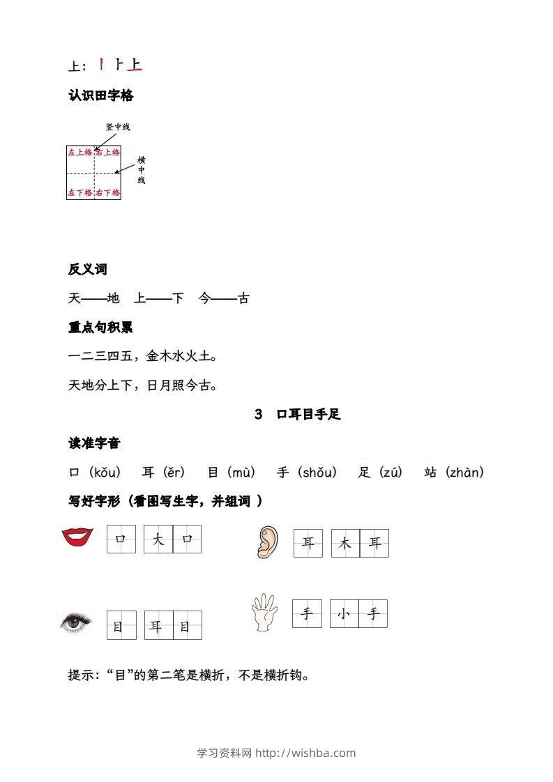 图片[2]-【2025版-每课核心考点清单】一上语文-学习资料站