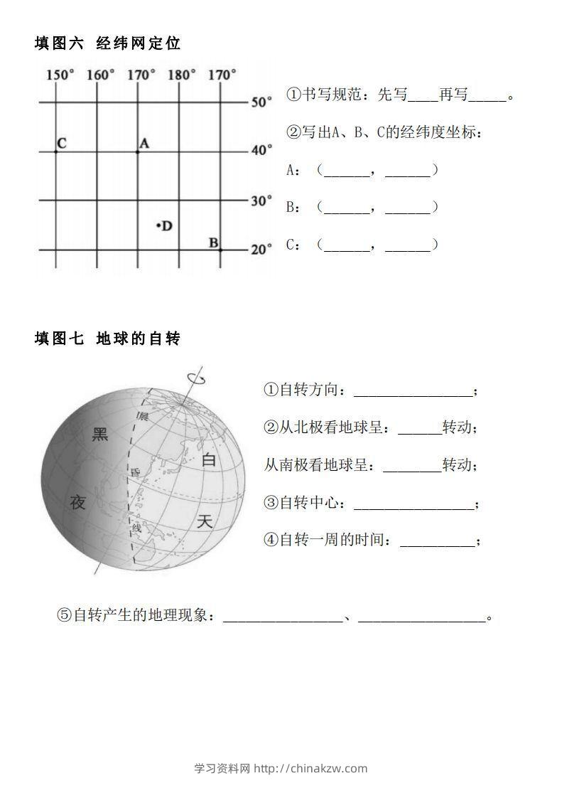 图片[3]-人教版七年级上册地理填图专项训练-学习资料站