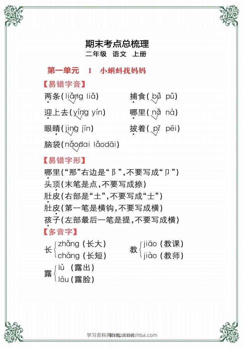 【考点总梳理57页】二上语文-学习资料站