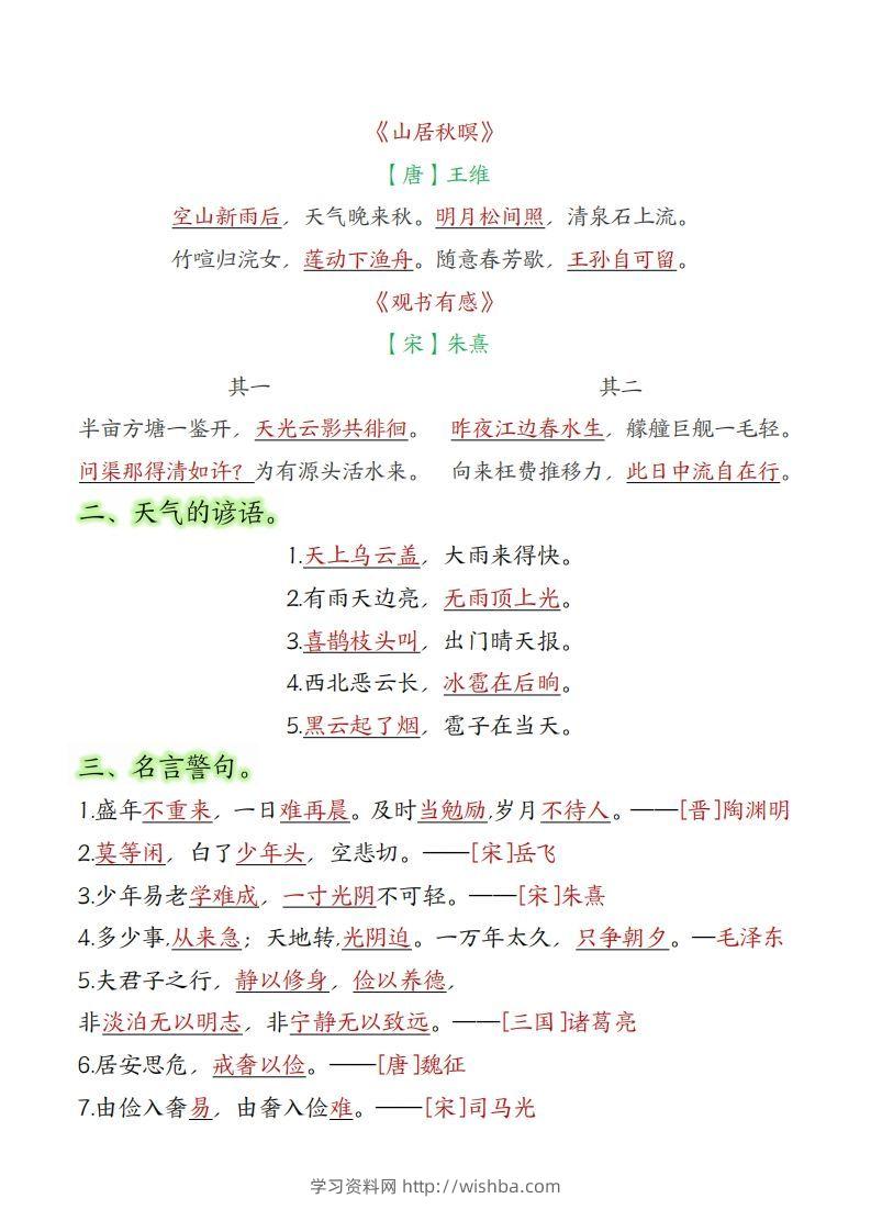 图片[2]-【期末知识点汇总总复习】五上语文-学习资料站