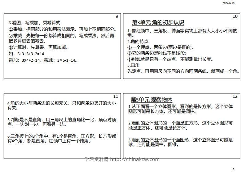 图片[3]-【人教二年级】数学上册必背笔记-学习资料站