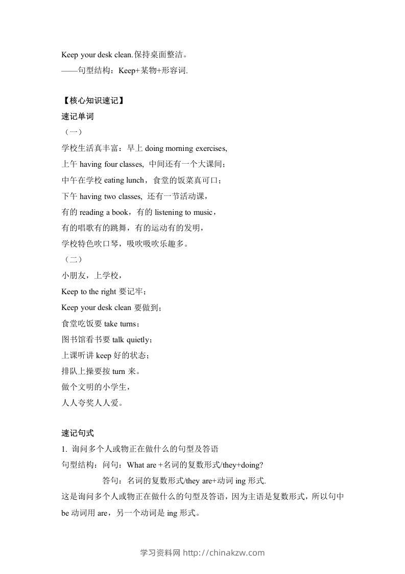 图片[2]-五年级英语下册单元知识梳理-Unit6Workquietly（人教PEP版）-学习资料站